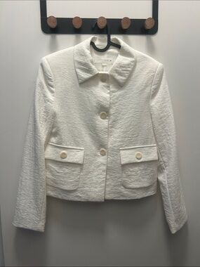 ZARA Off-White Linen Blend Cropped Jacket